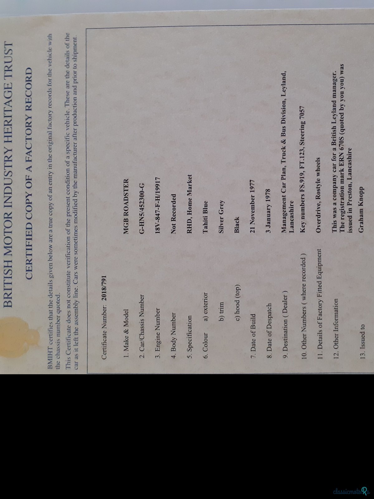 1978' MG Roadster photo #4