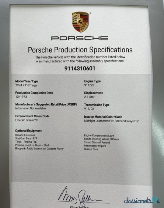 1974' Porsche 911 S 2.7 Targa photo #5