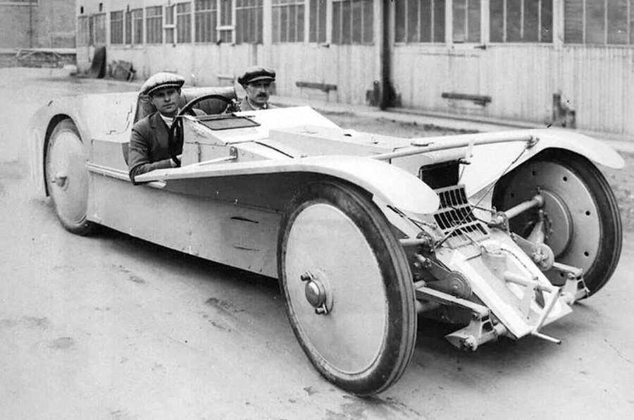 The steampunk 1920s grand prix car inspired by fighter planes