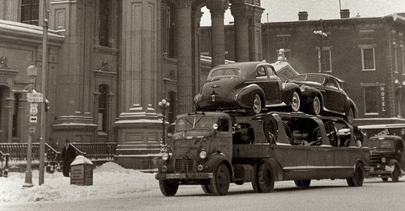 Transportadores de automóveis que seria impensável utilizar hoje em dia