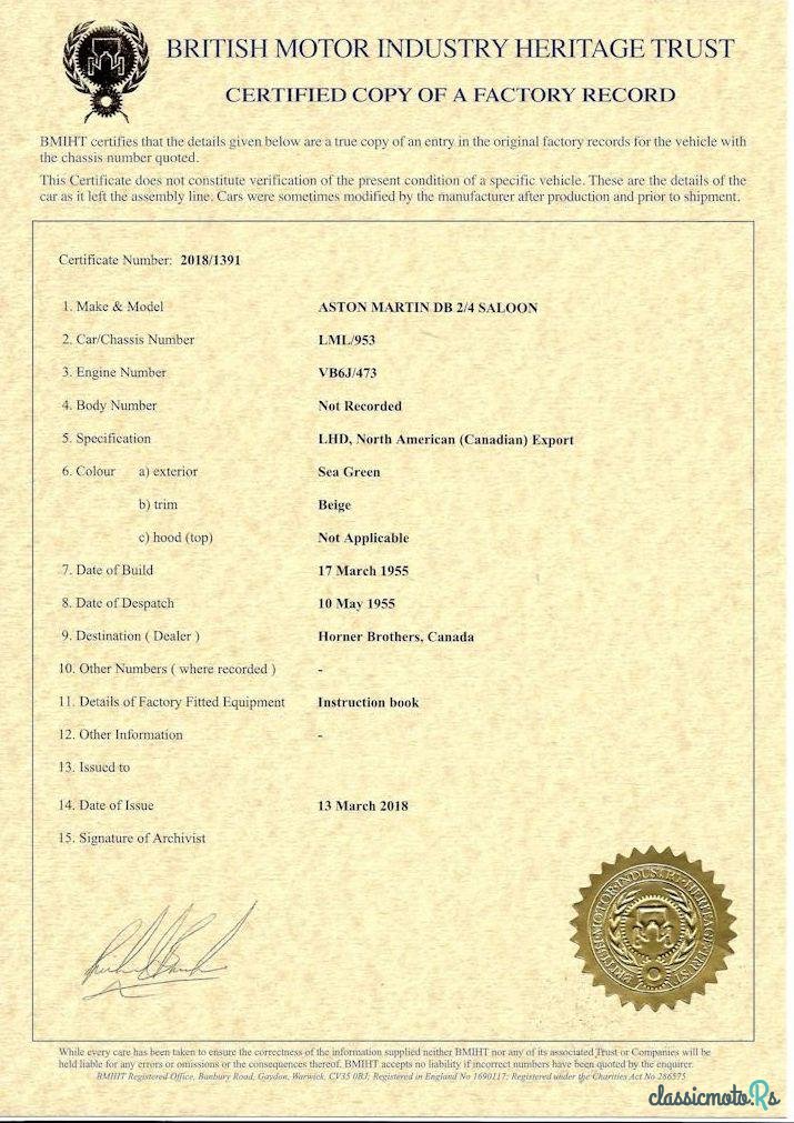 1955' Aston Martin DB2 /4 Mki photo #6