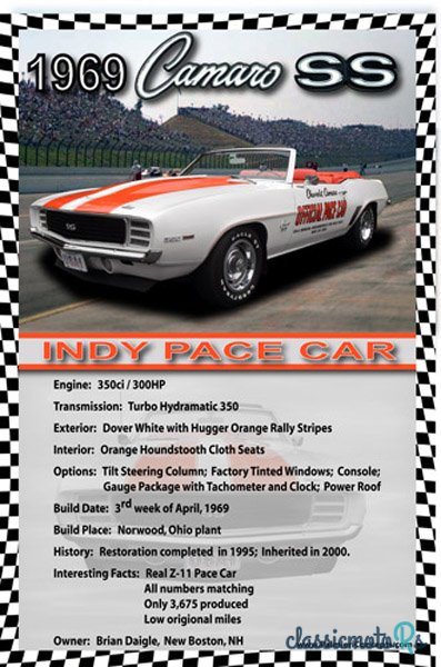 1969' Chevrolet Camaro Original Pace Car photo #7