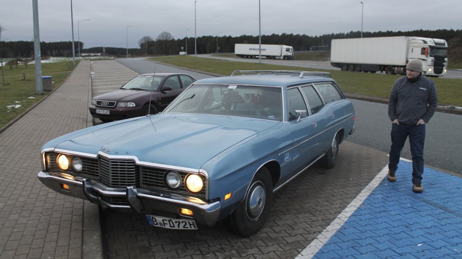 Driving a 1972 Ford station wagon from Berlin to a Finnish ice-racing course