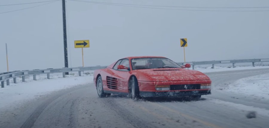 Watch A Ferrari Testarossa Slide Around On Snow-Covered Roads